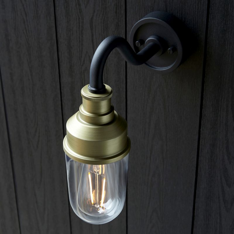Ambience-63904 - Osiris - Outdoor Black & Gold Wall Lamp with Glass Shade