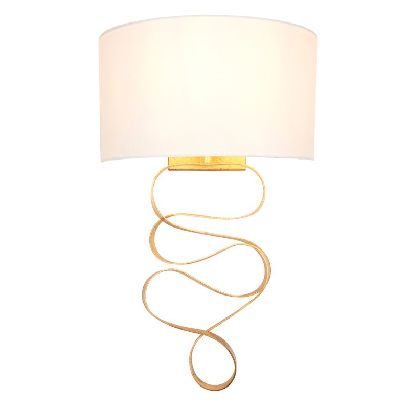 Ambience-64820 - Mergen - Gold Ribbon Wall Lamp with Ivory Shade