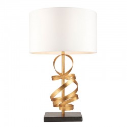 Mergen - Gold Ribbon Table Lamp with Ivory Shade Mergen - Gold Ribbon Table Lamp with Ivory Shade