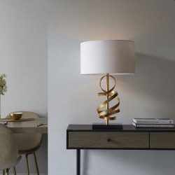 Mergen - Gold Ribbon Table Lamp with Ivory Shade Mergen - Gold Ribbon Table Lamp with Ivory Shade