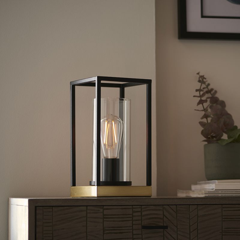 Ambience-64824 - Adore -  Black with Satin Gold & Clear Glass Table Lamp