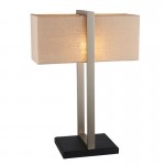 Affair -  Black & Satin Nickel Table Lamp with Natural Linen Shade