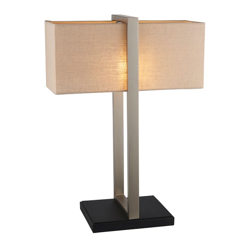 Ambience-64827 - Affair -  Satin Nickel with Black & Natural Linen Table Lamp