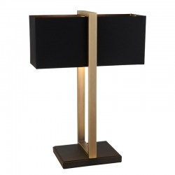 Affair -  Black & Antique Brass Table Lamp with Black Cotton Shade Affair -  Black & Antique Brass Table Lamp with Black Cotton Shade