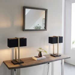 Affair -  Black & Antique Brass Table Lamp with Black Cotton Shade Affair -  Black & Antique Brass Table Lamp with Black Cotton Shade