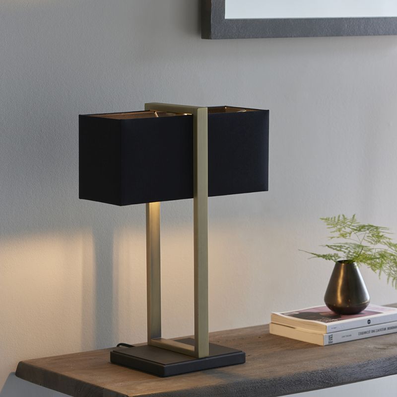Ambience-64828 - Affair -  Antique Brass with Black & Black Cotton Table Lamp