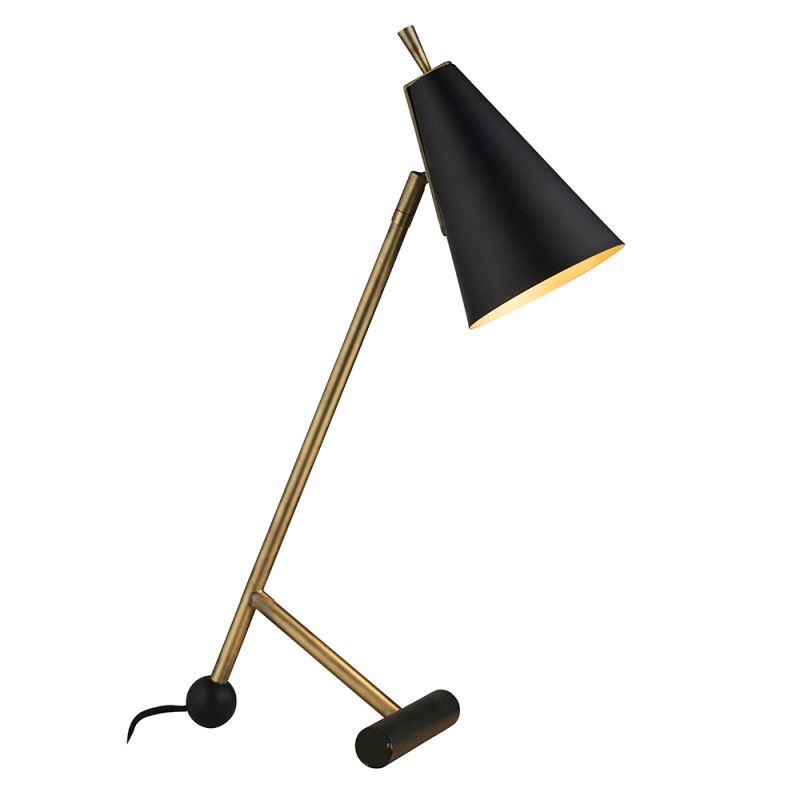 Ambience-64829 - Marquee - Matt Black Table Lamp with Antique Brass