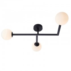 Spa - Bathroom Matt Black 3 Light Ceiling Lamp with Opal Glass 