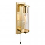 Taylor - Bathroom Satin Brass Wall Lamp with Ribbed Glass Shade Taylor - Bathroom Satin Brass Wall Lamp with Ribbed Glass Shade
