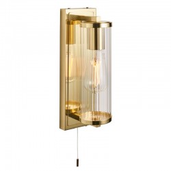Taylor - Bathroom Satin Brass Wall Lamp with Ribbed Glass Shade Taylor - Bathroom Satin Brass Wall Lamp with Ribbed Glass Shade