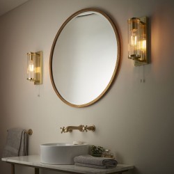 Taylor - Bathroom Satin Brass Wall Lamp with Ribbed Glass Shade Taylor - Bathroom Satin Brass Wall Lamp with Ribbed Glass Shade