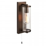 Taylor - Bathroom Dark Bronze Wall Lamp with Ribbed Glass Shade Taylor - Bathroom Dark Bronze Wall Lamp with Ribbed Glass Shade