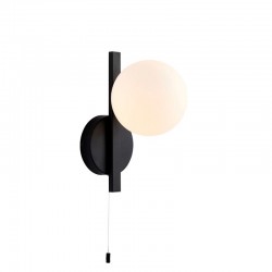 Spa - Bathroom Matt Black Wall Lamp with Opal Glass  Spa - Bathroom Matt Black Wall Lamp with Opal Glass
