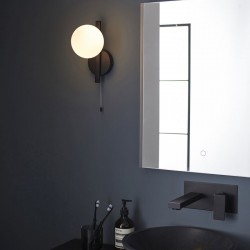 Spa - Bathroom Matt Black Wall Lamp with Opal Glass  Spa - Bathroom Matt Black Wall Lamp with Opal Glass