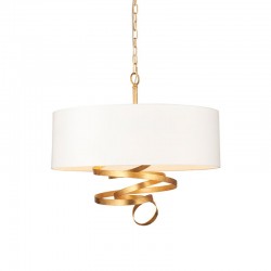Mergen - Gold Ribbon 3 Light Pendant with Ivory Shade Mergen - Gold Ribbon 3 Light Pendant with Ivory Shade
