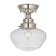 Ambience-64853 - School House - Bright Nickel Semi Flush with Clear Glass