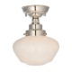 Ambience-64854 - School House - Bright Nickel Semi Flush with White Opal Glass