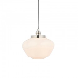 Camberley - Bright Nickel Pendant with Opal White Glass Camberley - Bright Nickel Pendant with Opal White Glass