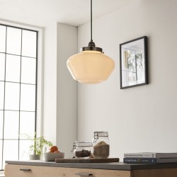 Camberley - Bright Nickel Pendant with Opal White Glass Camberley - Bright Nickel Pendant with Opal White Glass