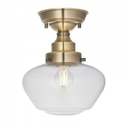 Camberley - Antique Brass Semi Flush with Clear Glass