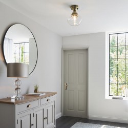 Camberley - Antique Brass Semi Flush with Clear Glass