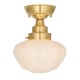 Ambience-64862 - School House - Brass Semi Flush with White Opal Glass