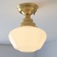 Ambience-64862 - School House - Brass Semi Flush with White Opal Glass