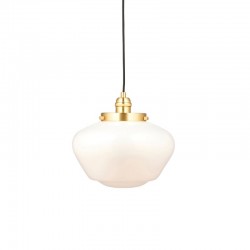 Camberley - Brass Pendant with White Opal Glass