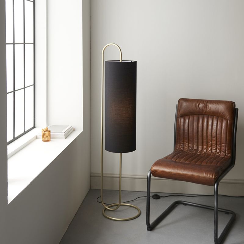 Ambience-64872 - Avenir - Antique Brass with Black Shade Floor Lamp