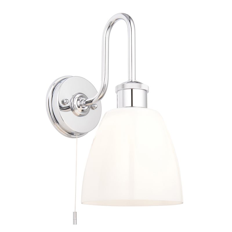 Ambience-66139 - Victoria - Bathroom Chrome Wall Lamp with Opal Glass Shade