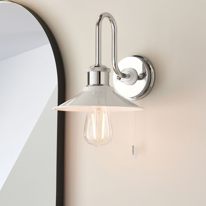 Ambience-66141 - Nirvana - Bathroom Polished Chrome Wall Lamp with White Shade