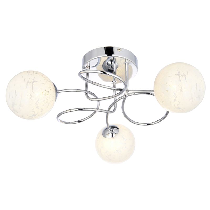 Ambience-66148 - Sapphire - Chrome 3 Light Ceiling Lamp with Confetti Glass Shades