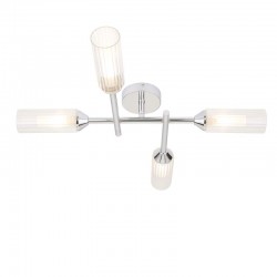 Natori - Bathroom Chrome 4 Light Ceiling Lamp with Clear Ribbed Glasses Natori - Bathroom Chrome 4 Light Ceiling Lamp with Clear Ribbed Glasses