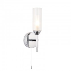Natori - Bathroom Chrome Wall Lamp with Clear Ribbed Glasses Natori - Bathroom Chrome Wall Lamp with Clear Ribbed Glasses