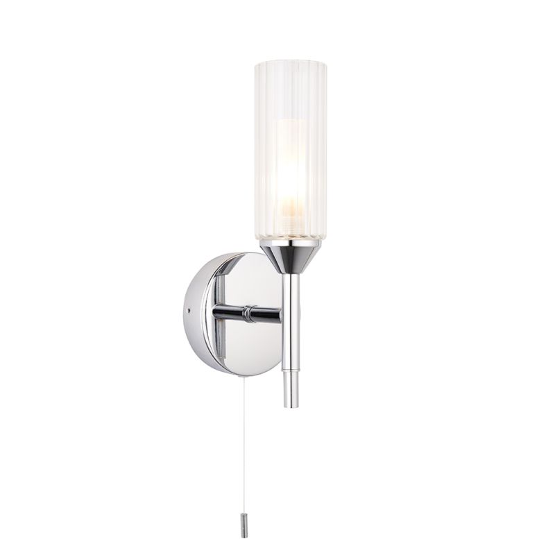 Ambience-66153 - Rich - Bathroom Chrome Wall Lamp with Clear Ribbed Glasses