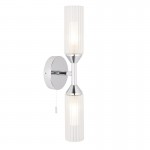 Natori - Bathroom Chrome 2 Light Wall Lamp with Clear Ribbed Glasses Natori - Bathroom Chrome 2 Light Wall Lamp with Clear Ribbed Glasses