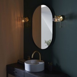 Mobias - Bathroom Satin Brass Wall Lamp with Ribbed Glass Shade Mobias - Bathroom Satin Brass Wall Lamp with Ribbed Glass Shade