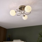 Delos - Antique Brass 3 Light Ceiling Lamp with Confetti Glass Shades Delos - Antique Brass 3 Light Ceiling Lamp with Confetti Glass Shades