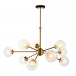 Crown - Satin Brass 9 Light Centre Fitting with Double Glass  Crown - Satin Brass 9 Light Centre Fitting with Double Glass