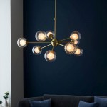 Crown - Satin Brass 9 Light Centre Fitting with Double Glass  Crown - Satin Brass 9 Light Centre Fitting with Double Glass