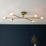 Crown - Satin Brass 6 Light Ceiling Lamp with Double Glass Crown - Satin Brass 6 Light Ceiling Lamp with Double Glass