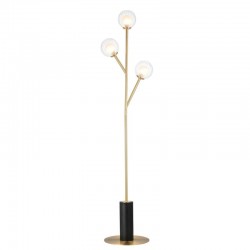 Crown - Satin Brass 3 Light Floor Lamp with Double Glass 