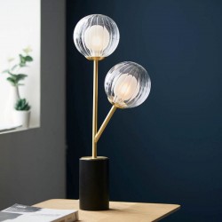 Crown - Satin Brass 2 Light Table Lamp with Double Glass Crown - Satin Brass 2 Light Table Lamp with Double Glass