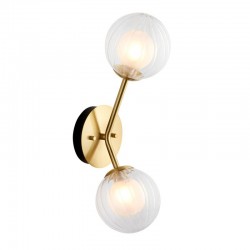 Crown - Satin Brass  2 Light Wall Lamp with Double Glass Crown - Satin Brass  2 Light Wall Lamp with Double Glass