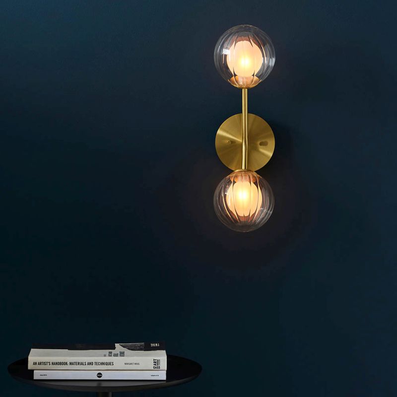 Ambience-67479 - Crown - Satin Brass  2 Light Wall Lamp with Double Glass