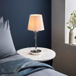 Envy - Bright Nickel Table Lamp with Vintage White Shade Envy - Bright Nickel Table Lamp with Vintage White Shade