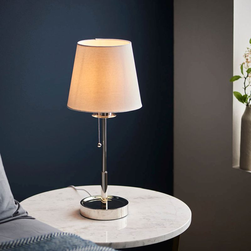 Ambience-67495 - Envy - Bright Nickel with Vintage White Shade Table Lamp