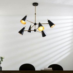 Everett - Matt Black & Antique Brass 6 Light Centre Fitting Everett - Matt Black & Antique Brass 6 Light Centre Fitting