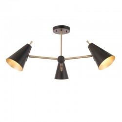 Everett - Matt Black & Antique Brass 3 Light Semi Flush Everett - Matt Black & Antique Brass 3 Light Semi Flush