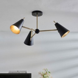 Everett - Matt Black & Antique Brass 3 Light Semi Flush Everett - Matt Black & Antique Brass 3 Light Semi Flush